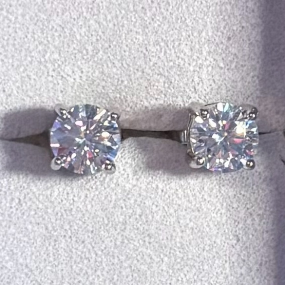 Moissanite Sterling Silver 5mm Stud Earrings